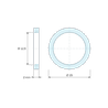 Plano acotado 2 mm, Separador liso de plástico poliamida PA6 reforzada con fibra de vidrio Ø12,5x16mm para tornillo M12