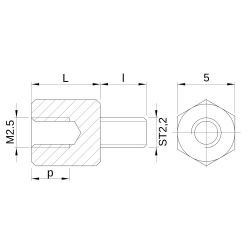 Entretoise hexagonale filetée autotaraudeuse acier zingué M2.5 - 5 mm sur plats