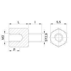 Entretoise hexagonale filetée autotaraudeuse acier zingué M3 - 5,5 mm sur plats