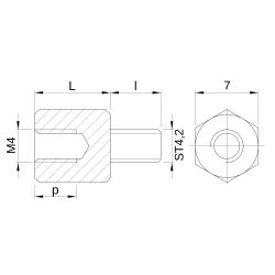 Entretoise hexagonale filetée autotaraudeuse acier zingué M4 - 7 mm sur plats