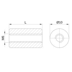 Entretoise ronde filetée femelle/femelle acier zingué M6 - Ø10 mm
