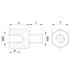 Entretoise hexagonale filetée mâle/femelle acier zingué jaune M3 - 7 mm sur plats