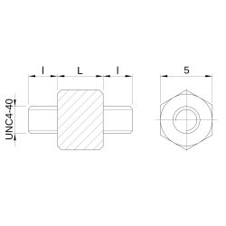 Entretoise hexagonale filetée mâle/mâle acier zingué jaune UNC4-40 - 5 mm sur plats
