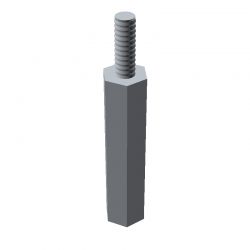 Entretoise hexagonale filetée mâle/femelle acier zingué M2 - 4 mm sur plats