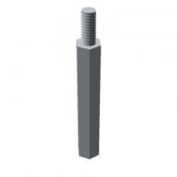 Entretoise hexagonale filetée mâle/femelle acier zingué M2.5 - 4 mm sur plats