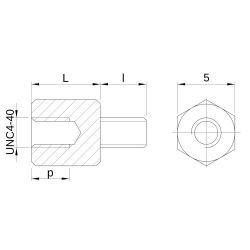 Entretoise hexagonale filetée mâle/femelle acier zingué UNC4-40 - 5 mm sur plats