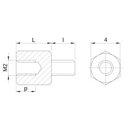 Entretoise hexagonale filetée mâle/femelle acier inoxydable M2 - 4 mm sur plats