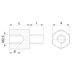 Entretoise hexagonale filetée mâle/femelle acier inoxydable M2.5 - 4 mm sur plats