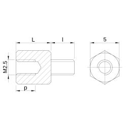 Entretoise hexagonale filetée mâle/femelle acier inoxydable M2.5 - 5 mm sur plats