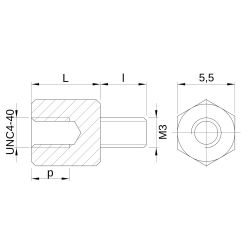 Entretoise hexagonale filetée mâle/femelle acier inoxydable UNC4-40 - 5,5 mm sur plats