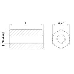 Entretoise hexagonale filetée femelle/femelle laiton zingué UNC4-40 - 4,75 mm sur plats