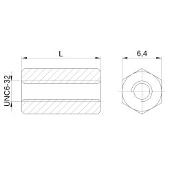 Entretoise hexagonale filetée femelle/femelle laiton zingué UNC6-32 - 6,4 mm sur plats