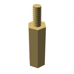 Entretoise hexagonale filetée mâle/femelle laiton nickelé M2 - 4 mm sur plats