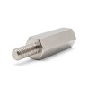 Distanciador hexagonal roscado macho/hembra latón niquelado con plomo M2,5 - 5 mm entre caras