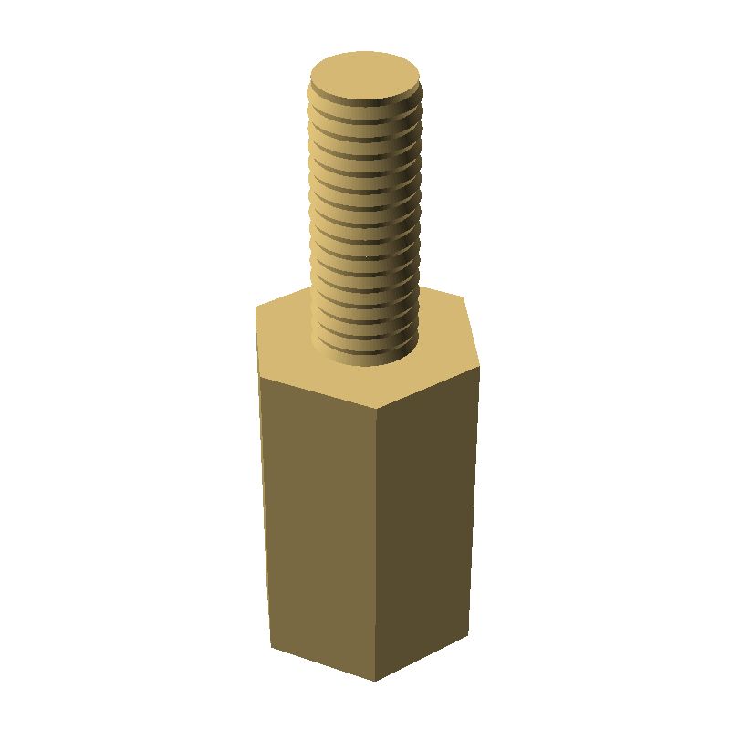 Entretoise hexagonale filetée mâle/femelle laiton nickelé M3 - 6 mm sur plats