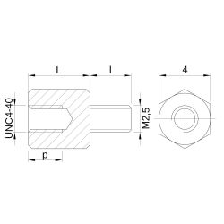 Entretoise hexagonale filetée mâle/femelle laiton nickelé UNC4-40 - 4 mm sur plats