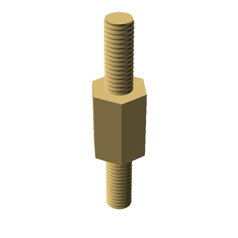 Entretoise hexagonale filetée mâle/mâle laiton nickelé M3 - 5,5 mm sur plats