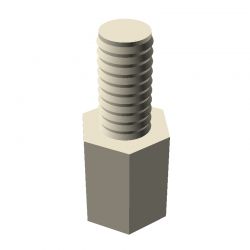 Entretoise hexagonale filetée mâle/femelle plastique polyamide PA6.6 naturel M2.5 - 4 mm sur plats