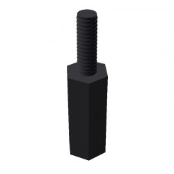 Entretoise hexagonale filetée mâle/femelle plastique polyamide PA6.6 M2.5 - 5 mm sur plats