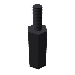 Entretoise ronde filetée mâle/femelle plastique polyamide PA6.6 M3 - Ø6 mm