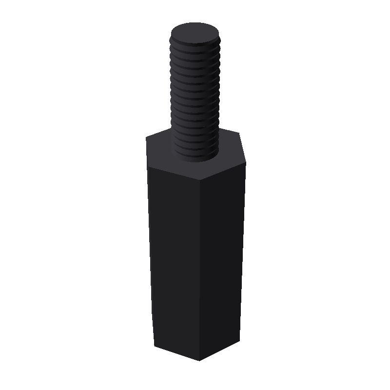 Entretoise ronde filetée mâle/femelle plastique polyamide PA6.6 M3 - Ø6 mm