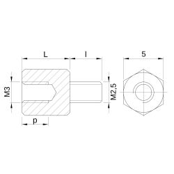 Entretoise hexagonale filetée mâle/femelle plastique polyamide PA6.6 M3 - 5 mm sur plats