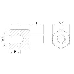 Entretoise hexagonale filetée mâle/femelle plastique PBT blanc M3 - 5,5 mm sur plats