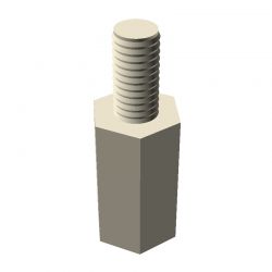 Entretoise hexagonale filetée mâle/femelle plastique polyamide PA6.6 naturel M3 - 5,5 mm sur plats