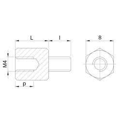 Entretoise hexagonale filetée mâle/femelle plastique polyamide PA6.6 M4 - 8 mm sur plats