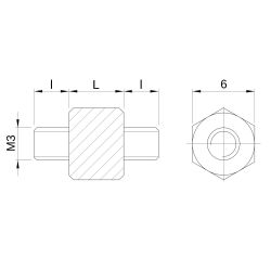Entretoise hexagonale filetée mâle/mâle plastique polyamide PA6.6 M3 - 6 mm sur plats