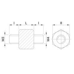 Entretoise hexagonale filetée mâle/mâle plastique polyamide PA6.6 M3 - 8 mm sur plats