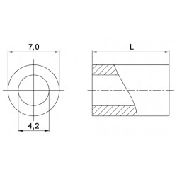 Entretoise lisse aluminium Ø4,2x7mm pour vis M4