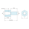 Plano acotado 7,5 mm / 8 mm, Distanciador hexagonal roscado macho/hembra aluminio pasivado M4 - 7 mm entre caras