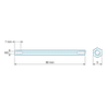 Plano acotado 80 mm, Distanciador hexagonal roscado hembra/hembra acero inoxidable M3 - 5 mm entre caras