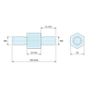 Plano acotado 10 mm / 11 mm, Distanciador hexagonal roscado macho/macho acero inoxidable M6 - 10 mm entre caras