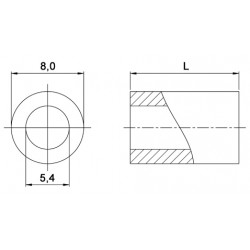 Entretoise lisse acier inoxydable Ø5,4x8mm pour vis M5