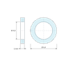 Plano acotado 1 mm, Distanciador liso plástico poliamida PA6 blanca Ø4,3x6,4mm para tornillo M4