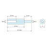 Plano acotado 19 mm / 8 mm, Distanciador hexagonal roscado macho/hembra plástico poliamida PA6.6 M2,5 - 5 mm entre caras