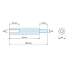Plano acotado 30 mm / 8 mm, Distanciador redondo roscado macho/hembra plástico poliamida PA6.6 M3 - Ø6 mm