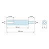 Plano acotado 30 mm / 8 mm, Distanciador hexagonal roscado macho/hembra plástico poliamida PA6.6 UL94-HB M3 - 6 mm entre caras