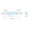 Plano acotado 30 mm / 8 mm, Distanciador hexagonal roscado macho/hembra latón niquelado con plomo M3 - 5,5 mm entre caras