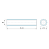 Plano acotado 35 mm, Separador liso de aluminio Ø6x8mm para tornillo M6