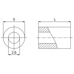 Entretoise lisse plastique polyacétal POM Ø2,6x5mm pour vis M2