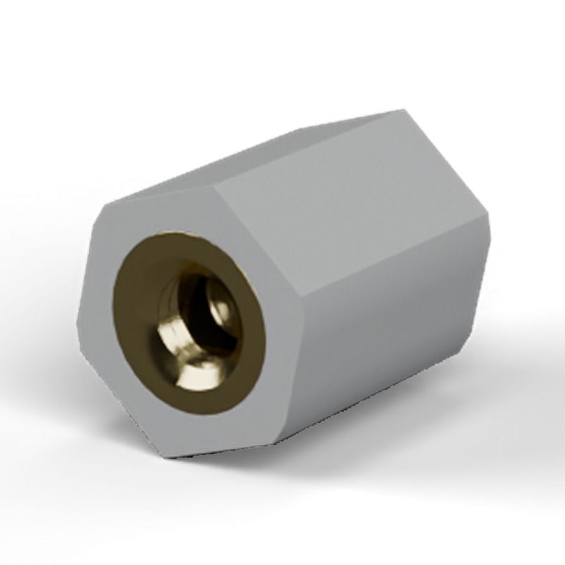 Entretoise isolante hexagonale filetée femelle/femelle plastique PA6 insert laiton M3 - 7 mm sur plats
