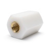 Distanciador aislante hexagonal roscado hembra/hembra de plástico PA6 con inserto de latón M3 - 7 mm entre caras