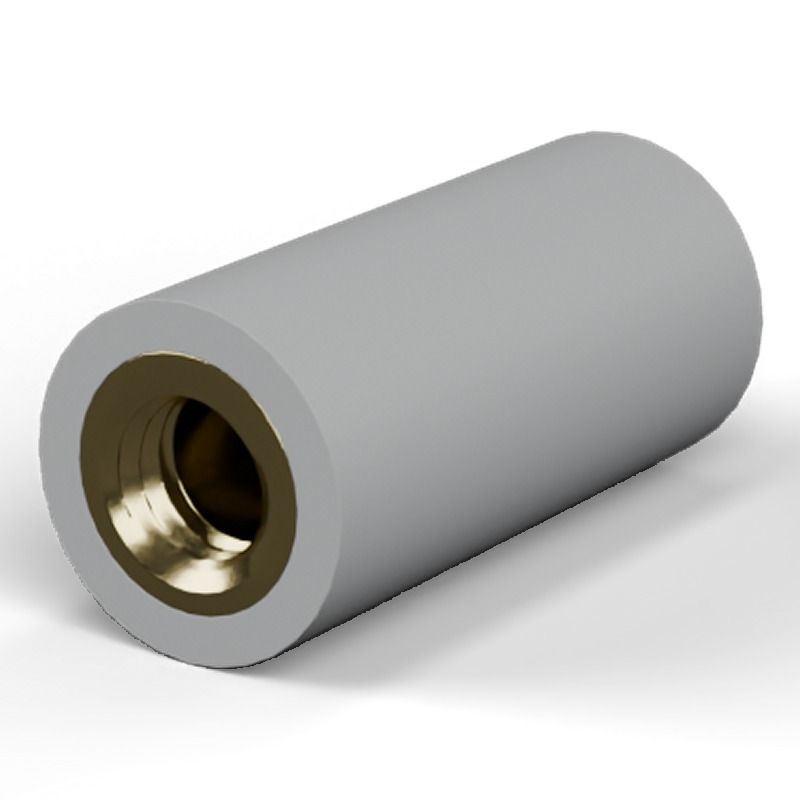 Entretoise isolante ronde filetée femelle/femelle plastique PA6.6 insert laiton M5 - Ø9,5 mm