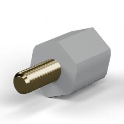 Entretoise isolante hexagonale filetée mâle/femelle plastique PA6 insert laiton M2,5 - 6 mm sur plats