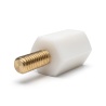 Distanciador aislante hexagonal roscado macho/hembra de plástico PA6 con inserto de latón M2,5 - 6 mm entre caras