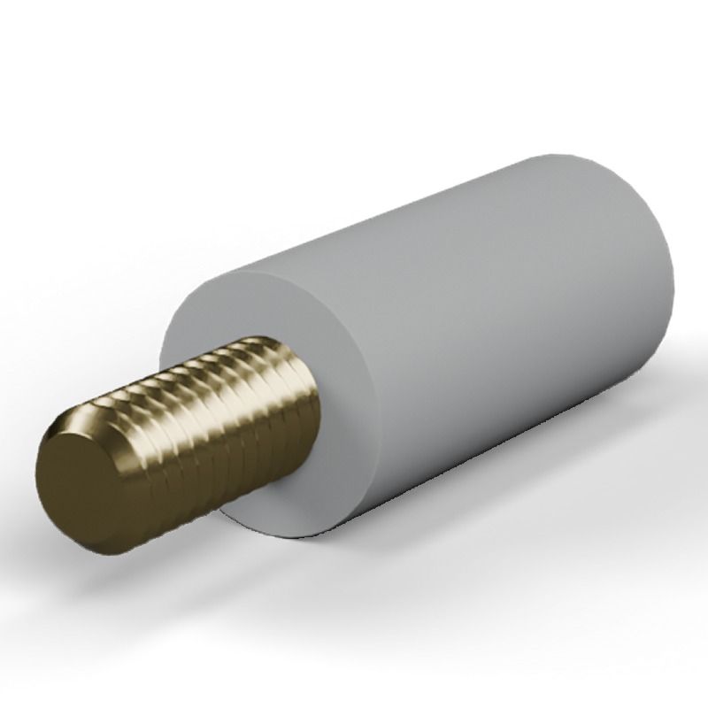 Entretoise isolante ronde filetée mâle/femelle plastique PA6.6 insert laiton M5 - Ø9,5 mm