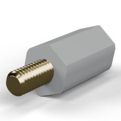 Entretoise isolante hexagonale filetée mâle/femelle plastique PA6.6 insert laiton M4 - 8 mm sur plats